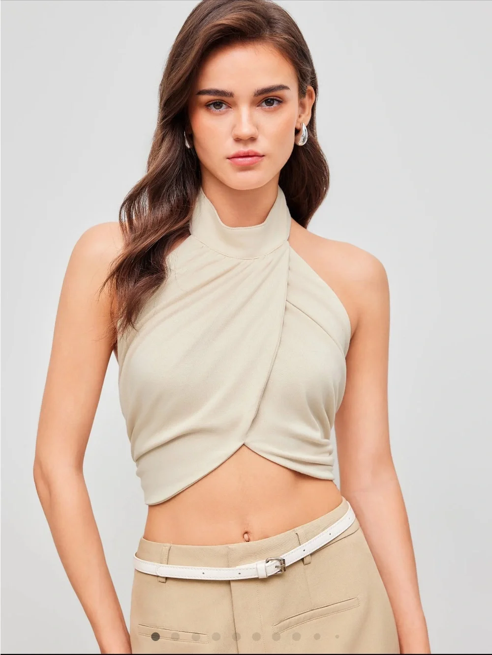 🔹 Cider Crosswrap Front Tie Back Halter Top in Green Size Small 2-6 - Picture 2 of 6